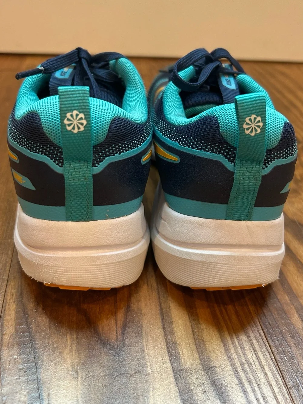 Nike Navy & Teal Athletic Sneakers with Yellow Swoosh - Picture 3 of 4